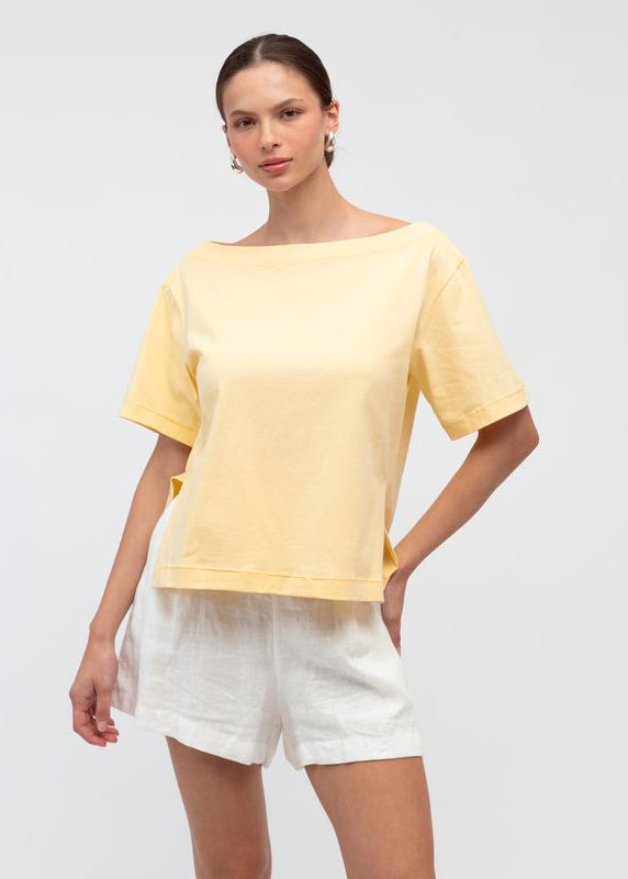 Jenna Boat Neck Tee Butter