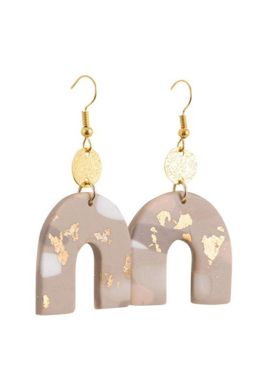 KiKi Beige Shimmer Arch Earrings