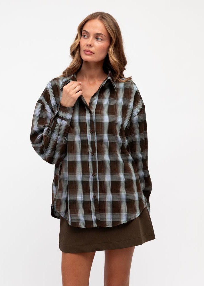 Sam Check Shirt Chocolate/Blue
