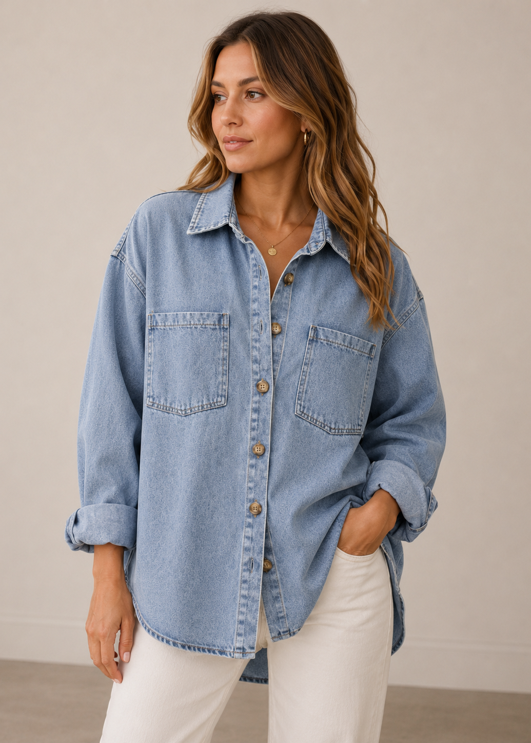 Wild Luck Shacket Light Blue