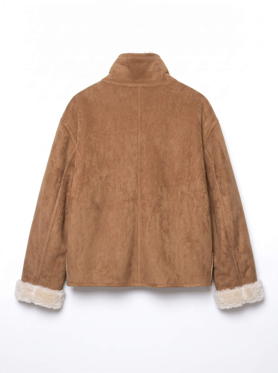 Two-Way Reversible Suede & Fur Funnel Neck Jacket