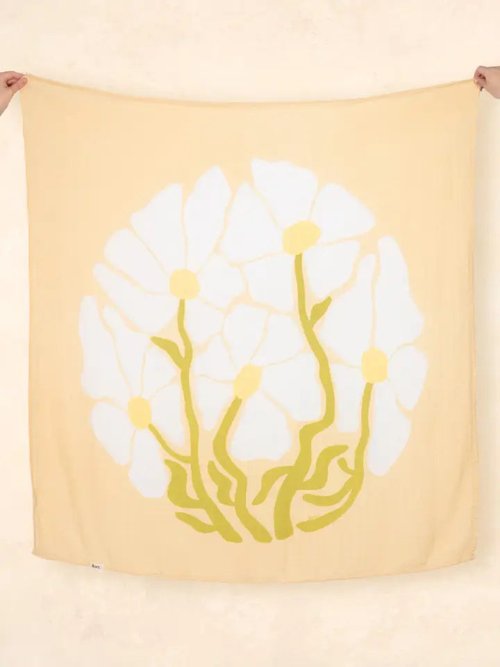 KiiN Organic Muslin Swaddle - Fleur Warm Oat