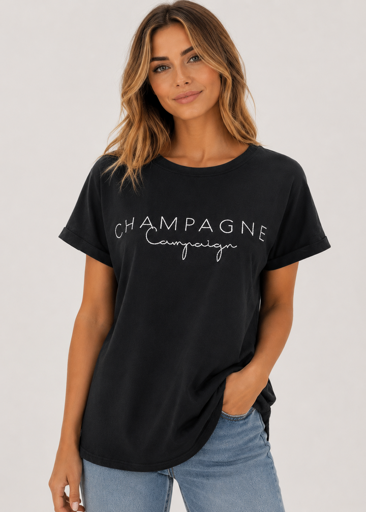 Champagne Campaign Tee Black