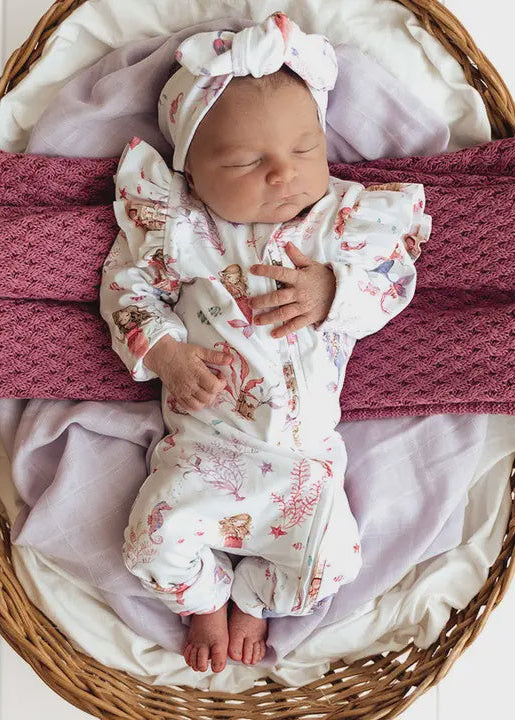 Mermaid Organic Snugglesuit Convertible Romper with Frill