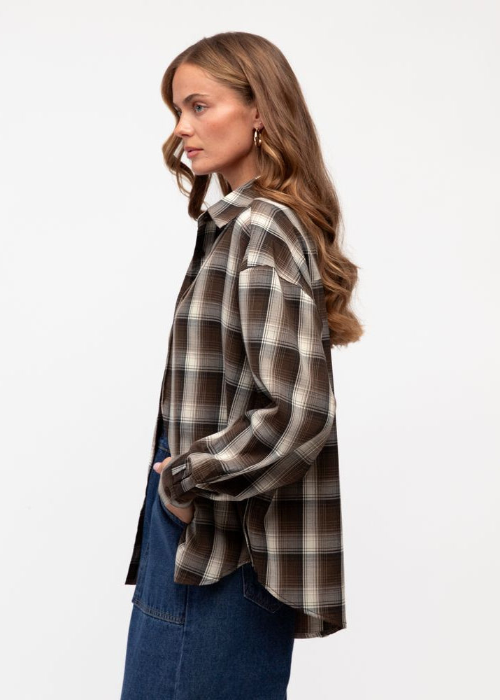 Sam Check Shirt Chocolate / Beige