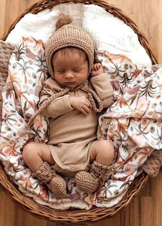 Fawn Merino Wool Bonnet & Booties