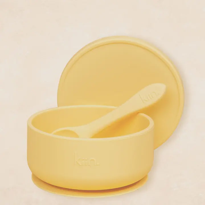 Silicone Suction Bowl with Lid + Spoon Set