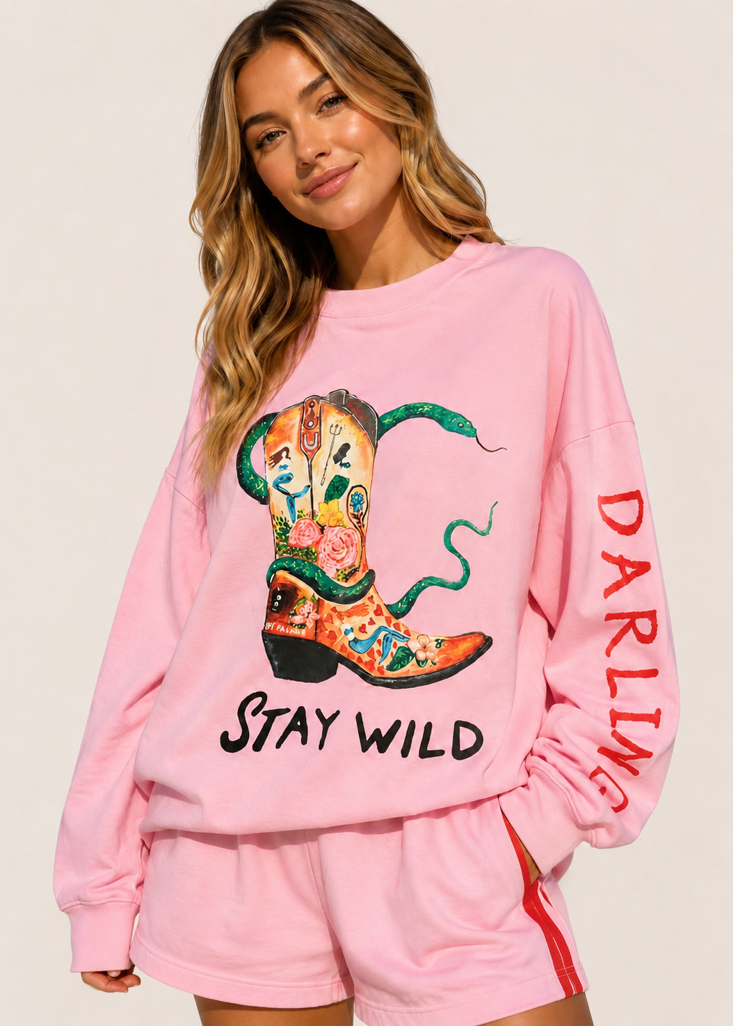 Stay Wild Darling Long Sleeve Short Set