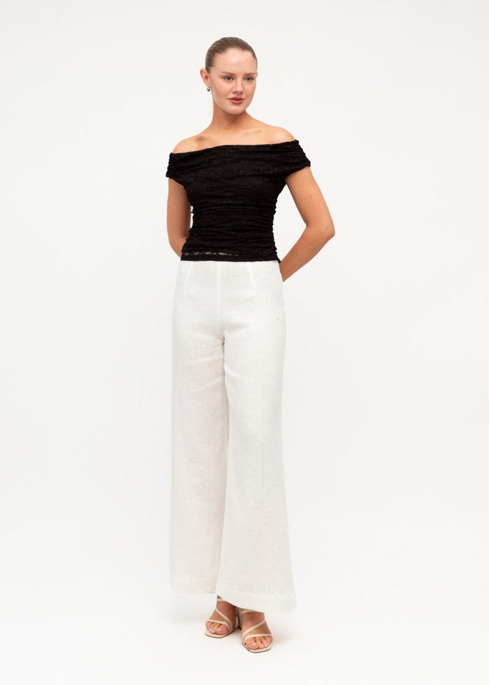Liberties Lace Off the Shoulder Top Black