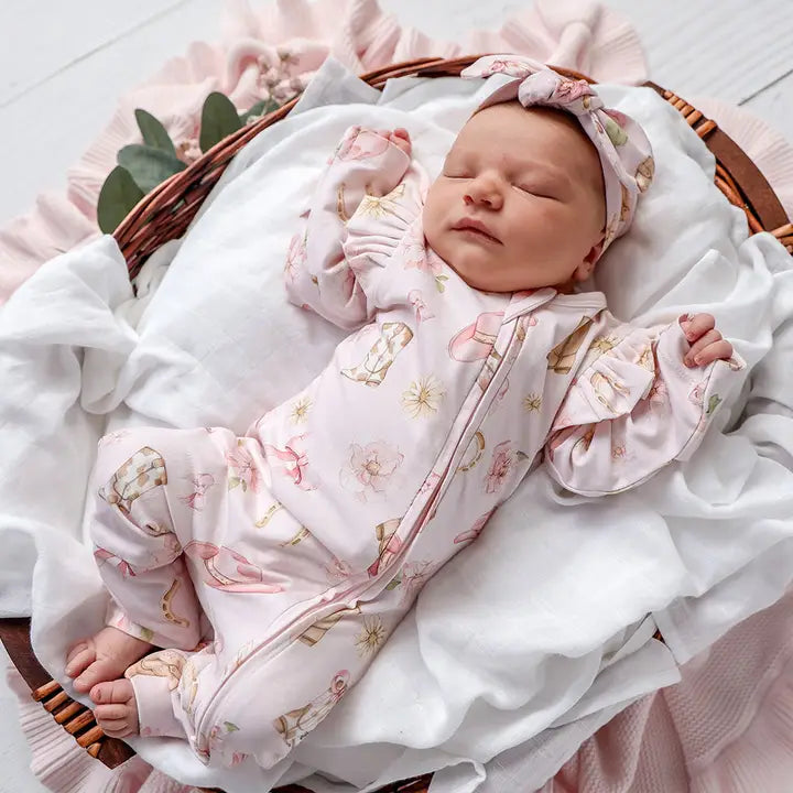 Boots & Bows Organic Snugglesuit Convertible Romper with Frill