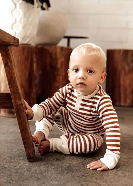 Biscuit Stripe Organic Growsuit