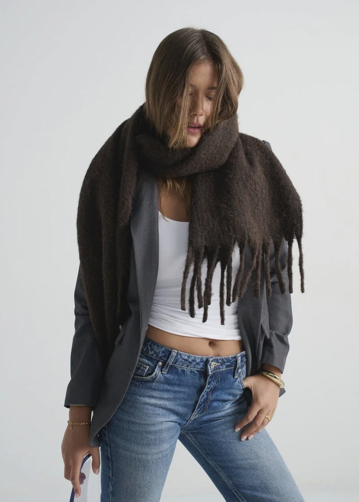Betty Wool Brown Fluffy  Scarf