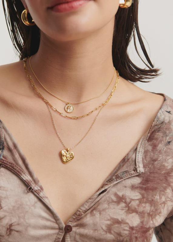 Heart Stone 18K Gold Plated Necklace