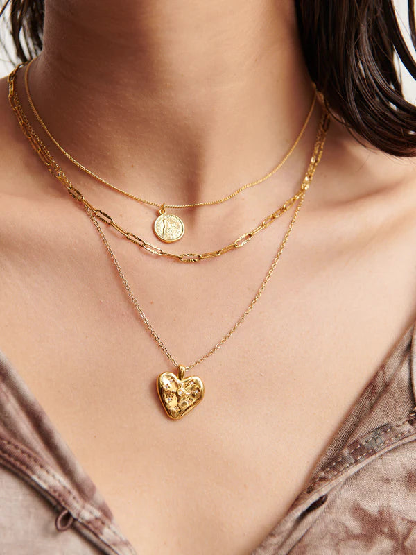 Heart Stone 18K Gold Plated Necklace