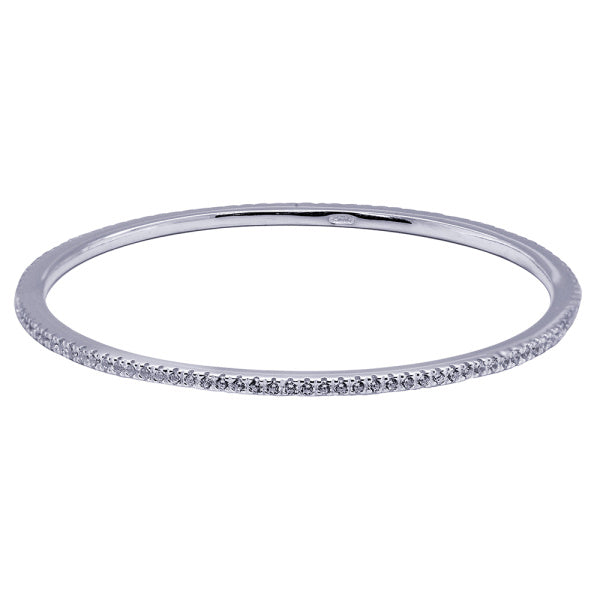 S/S 2mm White Cz Oval Bangle 70mm