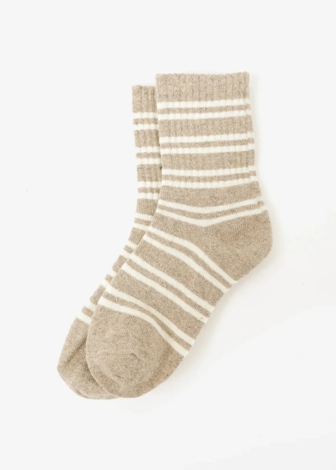 Latte Ribbed Stripe Socks  LATTE