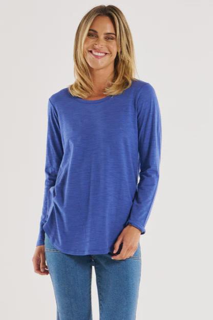 Megan Long Sleeve Top Ocean Blue