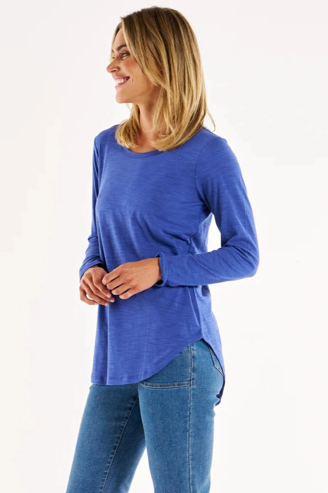 Megan Long Sleeve Top Ocean Blue