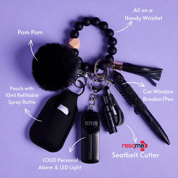 KEPLER Safety Keychain I Midnight Black Beaded