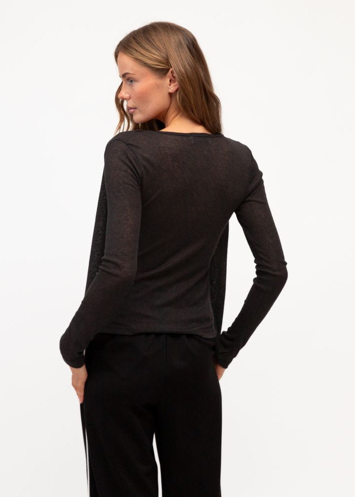 Layer Lace Trim Cardi Set Black