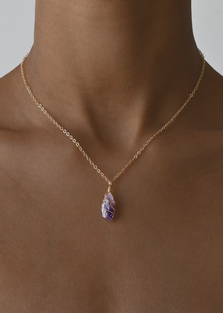 Botanical H2o Amethyst Rough Wrapped 18inch