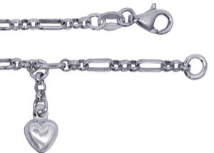 S/S Figaro Belcher Anklet With Heart