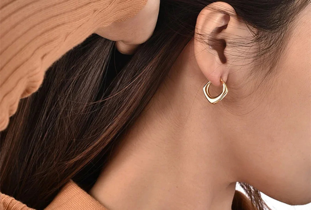 Boho & Mala 18k Gold Plated Square Hoop Earrings