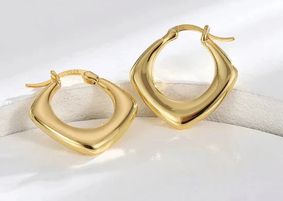 Boho & Mala 18k Gold Plated Square Hoop Earrings