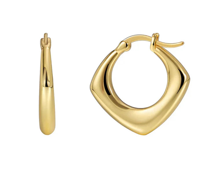 Boho & Mala 18k Gold Plated Square Hoop Earrings