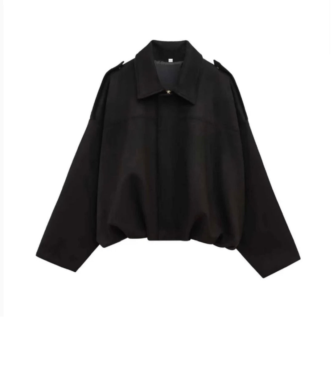 Illy Suede Gather Hem Bomber Jacket  Black