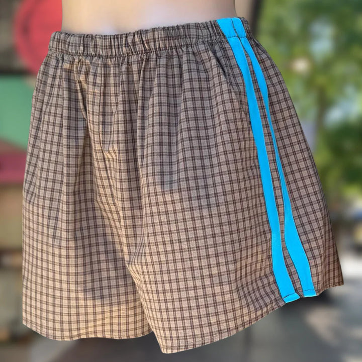 Gingham Blue Racer Shorts