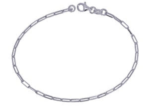 S/S Italian Open Rectangular Link ‘Paperclip’ Bracelet