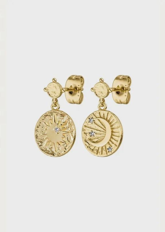 Boho & Mala 18k Gold Plated Stud DIsc Earrings