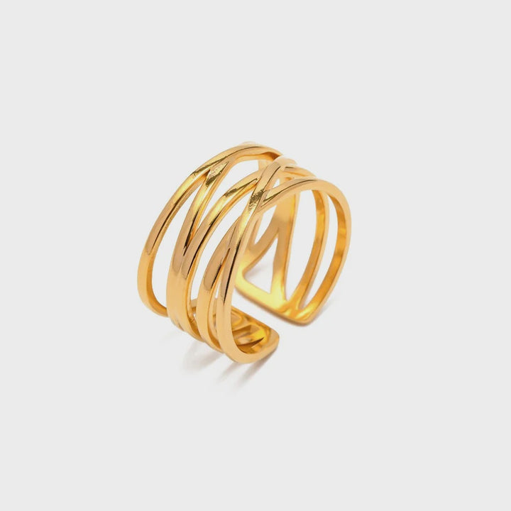 Boho & Mala 18k Gold Twisted Ring (adjustable)