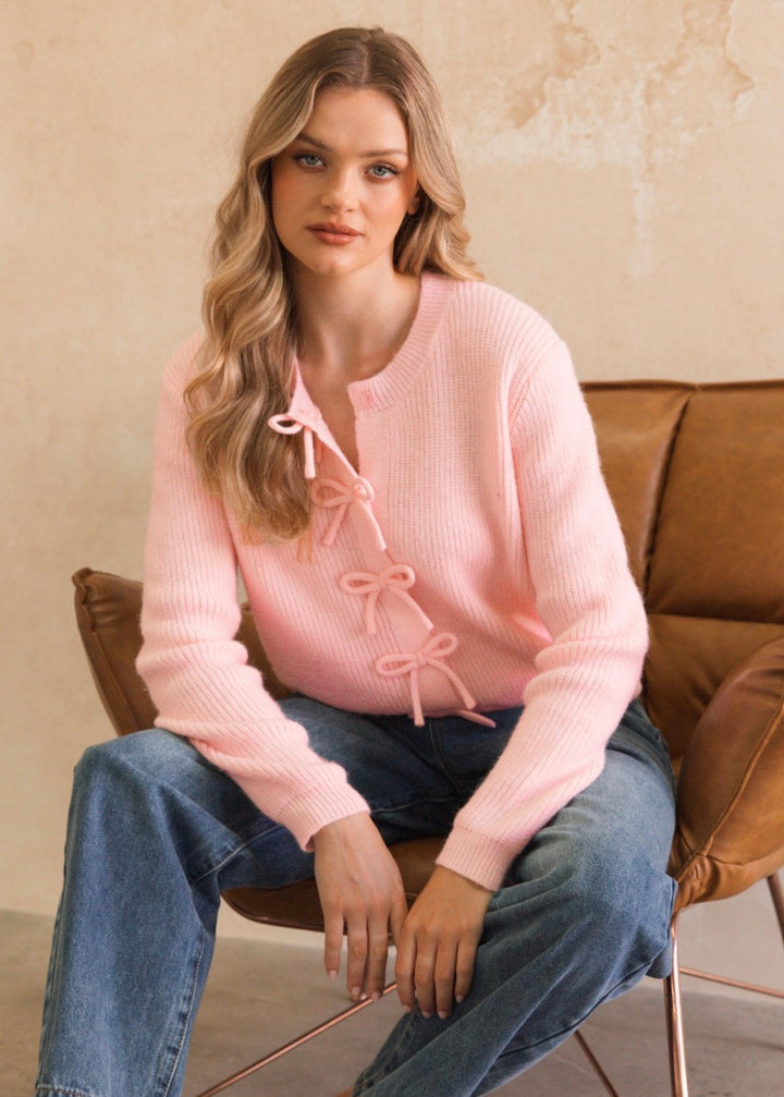 Bow Ditta Cardigan Pink