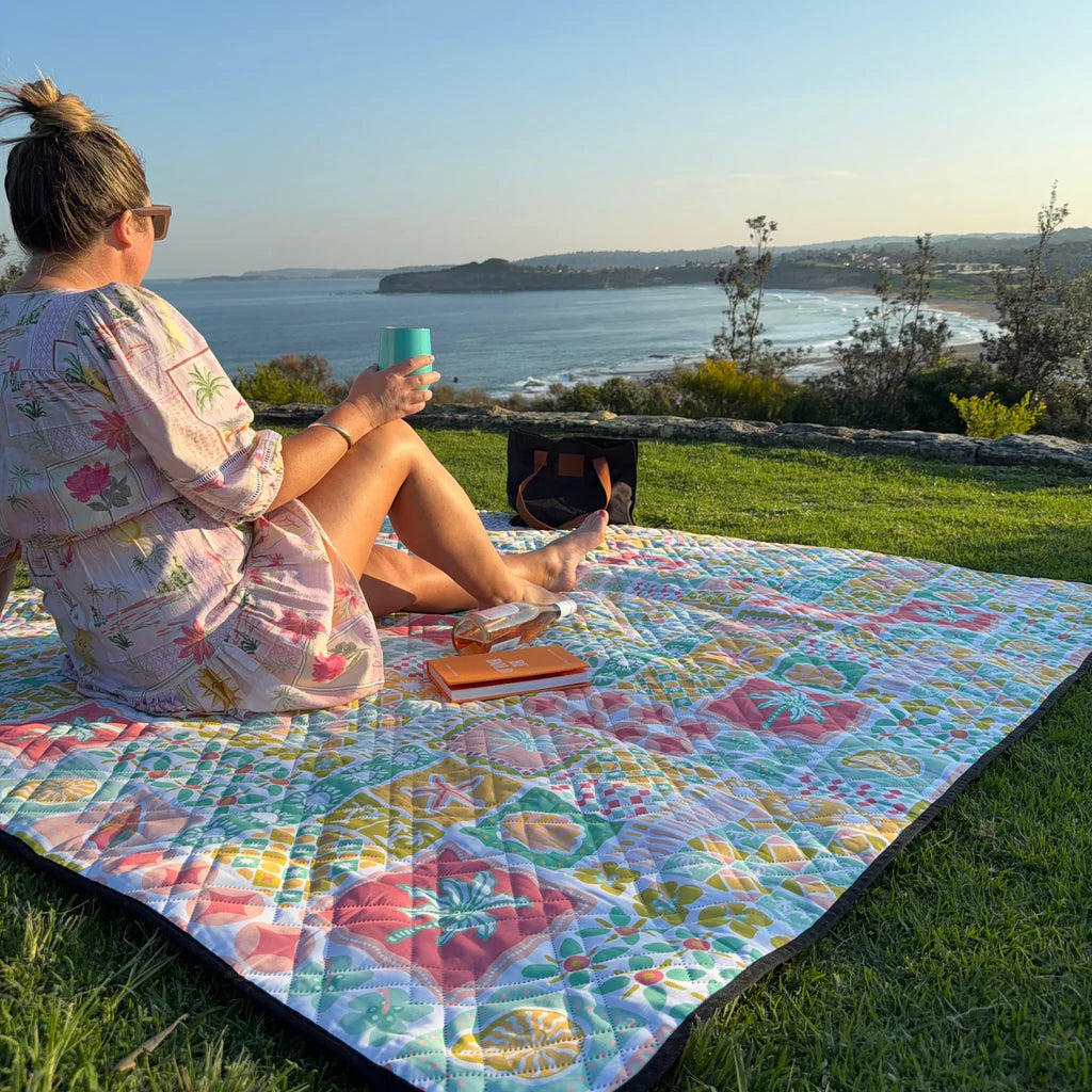 Saltwater Paradise Postcard Picnic Rug