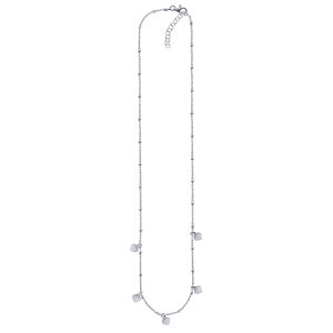S/S Italian Cable & Faceted Ball Necklet With Hearts
