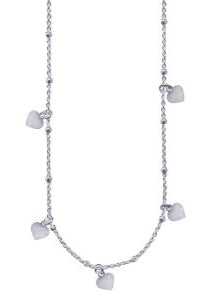 S/S Italian Cable & Faceted Ball Necklet With Hearts