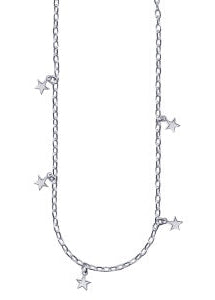 S/S Italian Diamond Cut Cable Necklet With Stars