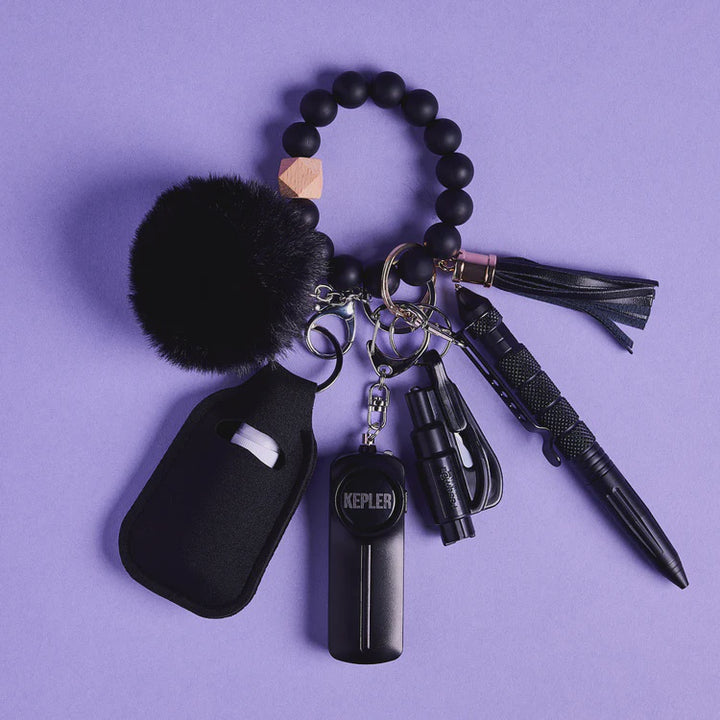 KEPLER Safety Keychain I Midnight Black Beaded
