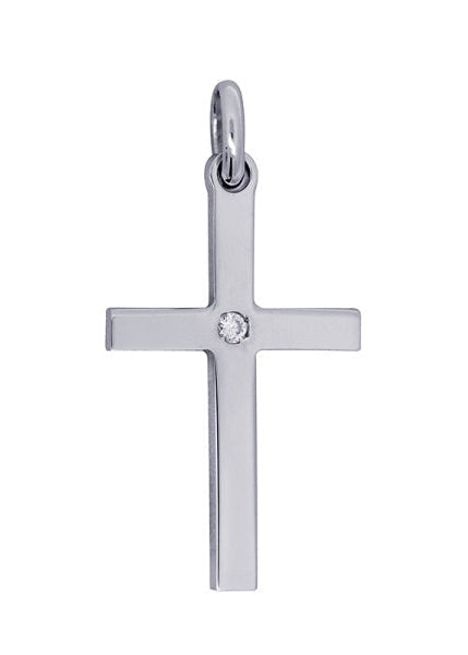 S/S Medium Plain Cross With White Cz