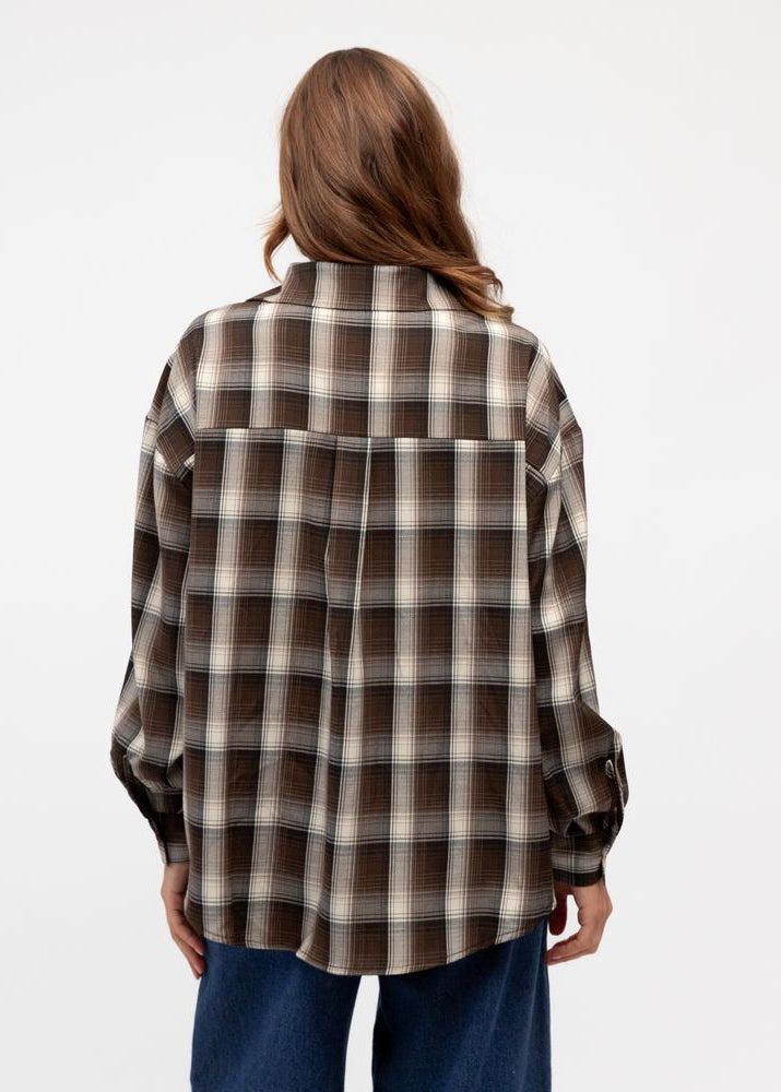Sam Check Shirt Chocolate / Beige