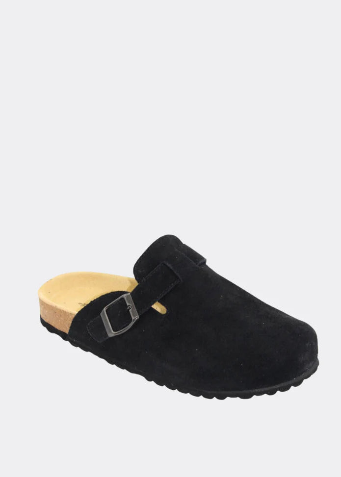 Lara Slide  - Black Suede