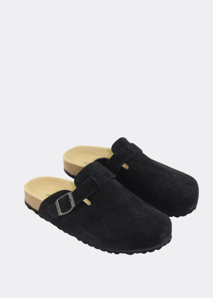 Lara Slide  - Black Suede