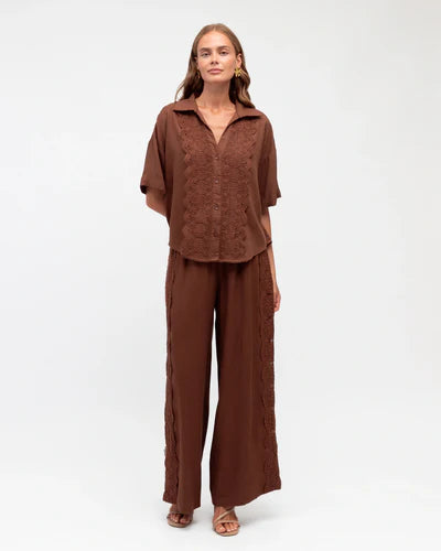 Simone Lace Trim Shirt