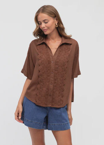 Simone Lace Trim Shirt