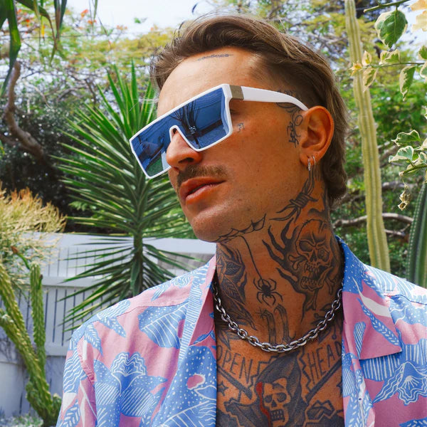 LOOSE CANNON White - Blue Flash Mirror Sunglasses