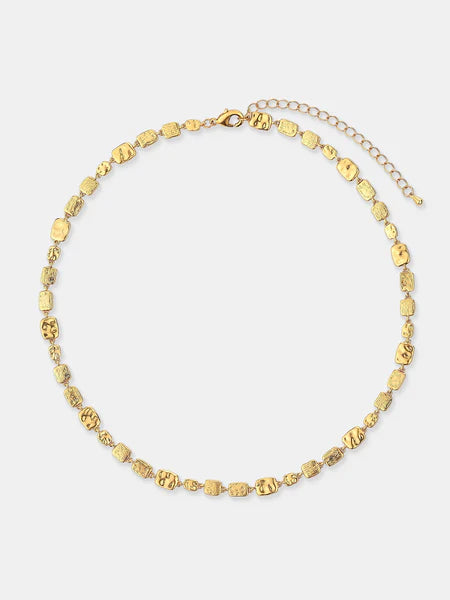 Hammered Plate 18K Gold Necklace