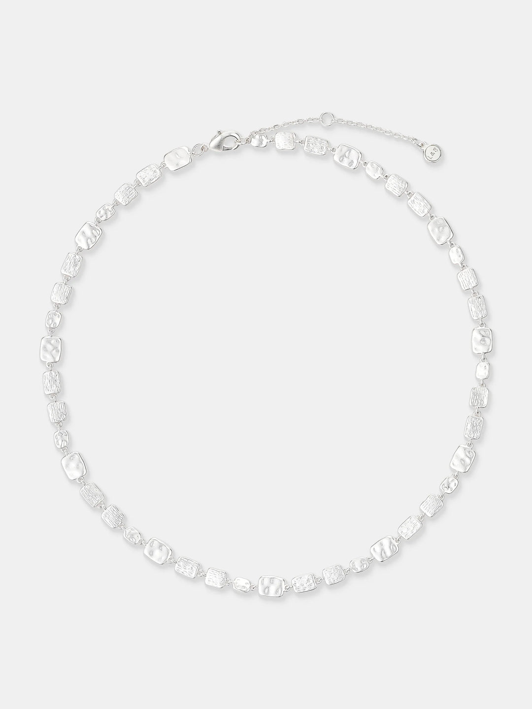 Hammered Plate Sterling Silver Plated Necklace