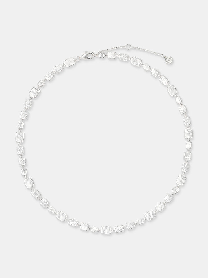 Hammered Plate Sterling Silver Plated Necklace